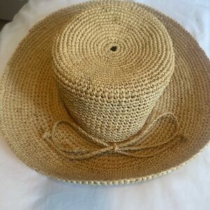 Vintage Scala collection natural fiber Hat with brim and bow